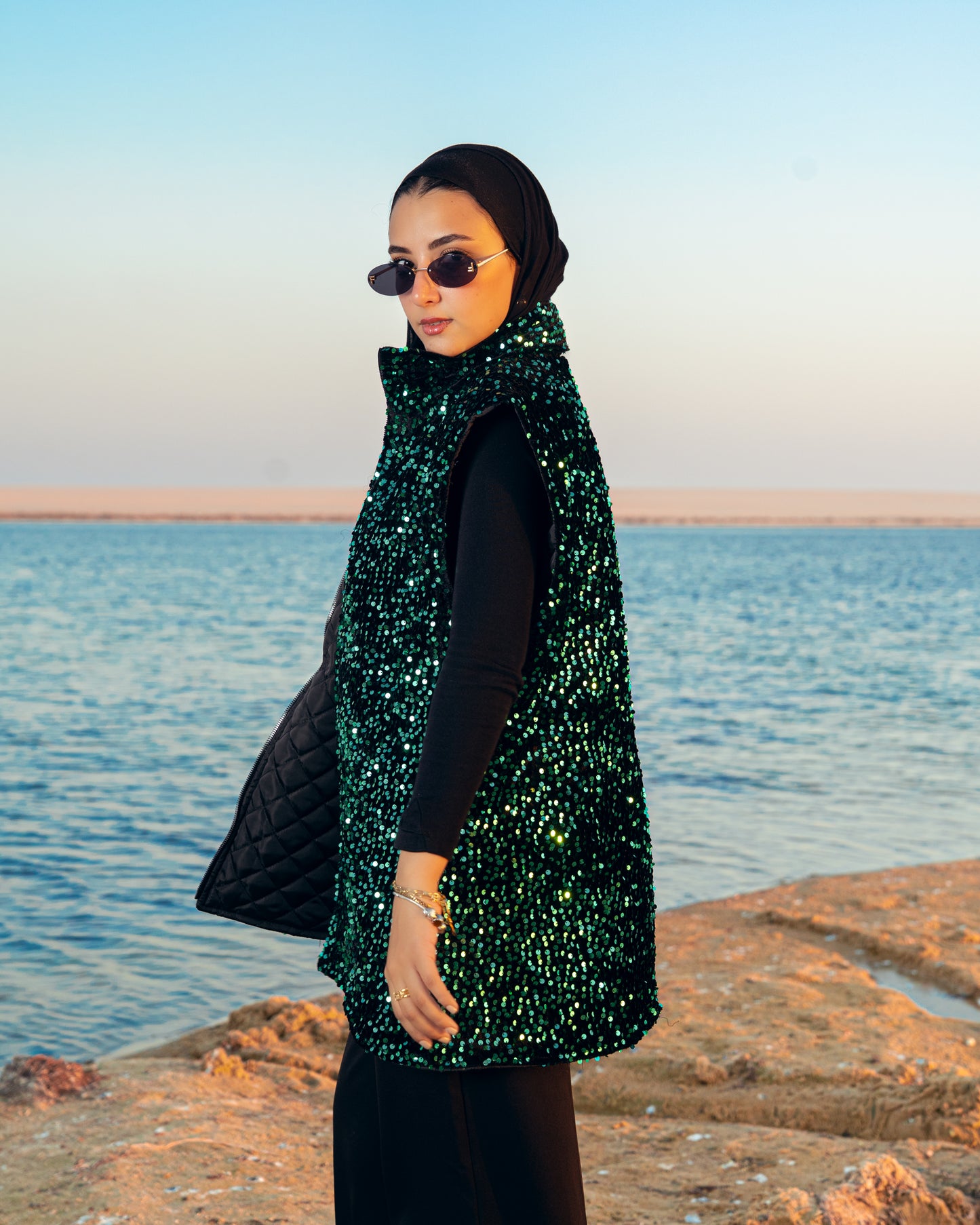 Dai in Emerald Puffer Vest