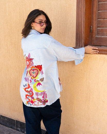 Stay Cool In Baby-Blue Shirt