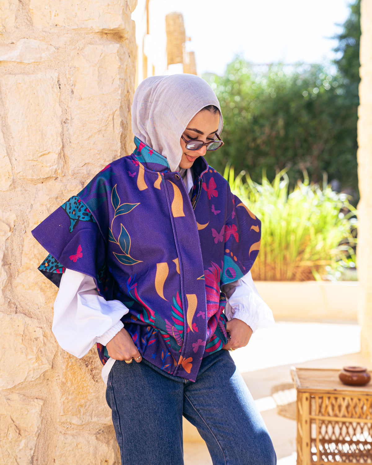 Model wearing Pretty Dangerous – Purple from Pose Winter '27
