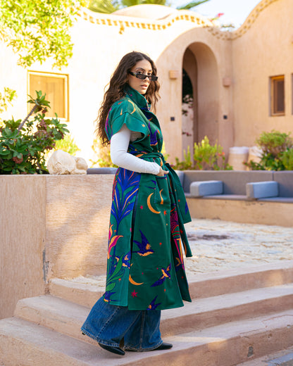 Model wearing The Aftermath – Green from Pose Winter '27